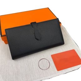 Wallet New Classic Leather Designer Bag Zipper Vertical Business Card Holder Fashion Gold Button Long Square Change Handbag