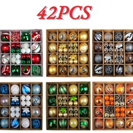 Other Event Party Supplies Christmas Tree Balls 42pcs 6cm Big Multicolor Decorations Ornaments Set for Home 230422