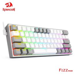 Keyboards REDRAGON Fizz K617 RGB USB Mini Mechanical Gaming Wired Keyboard Red Switch 61 Key Gamer for Computer PC Laptop detachable cable 231123