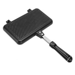 Pans Sand Pan Practical Cookware Portable Camping Grill Home Frying Tray Aluminium Kitchen Breakfast Sandes Maker 231122