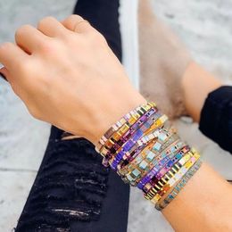 Charm Bracelets Go2BoHo Elegant Miyuki Tila Bracelet Set Ins Fashion Jewelry Multicolor Beaded Stretch For Women 2023 Trend