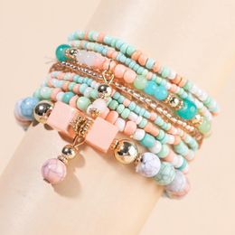 Charm Bracelets Bohemian Beads Layered Stack Boho Stretch Bangles For Women Girls