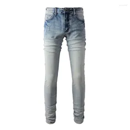 Men's Jeans Arrival Distressed Light Blue Streetwear Slim Fit High Fashion Style Ripped Skinny Stretch For Men