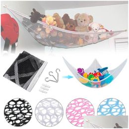 Storage Boxes Bins Kids Toy Hammock Net Large Mesh Organizer Holder Baby Stuffed Animals Creative Hanging Bag Drop Delivery Home Garde Dhnrq