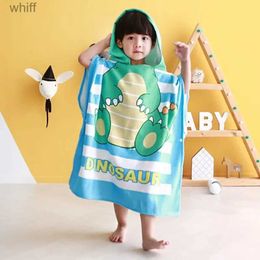 Towels Robes Cartoon Kid Hooded Cloak Infant Bathrob Baby Bath Towel Robe Cotton Boy Girl Beach Robe Crocodile Cape Newborn Wrap BlanketL231123