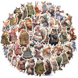 50 PCS Illustration Animals Stickers Winter Forest For Skateboard Car Fridge Helmet Ipad Bicycle Phone Motorcycle PS4 Notebook Pvc DIY Decals Teens Kids Adults