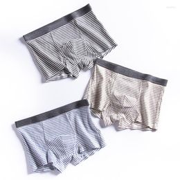 Underpants Pure Cotton Stripe Stylish Simplic Comfortable Breathable Men Boxer Briefs Hip Lift Body Sculpt Convex Pouch Male Underwear B91