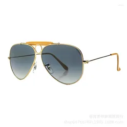 Sunglasses Fashion Pilot Glass Lens Women Men 2023 Metal Frame High Quality Driving Glasses Mirror Shades Retro Oculos Uv400