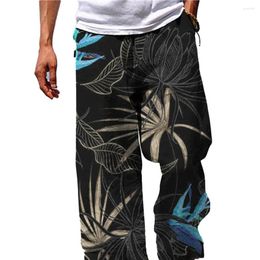 Men's Pants Men's Trousers Summer Beach Drawstring Elastic Waist Straight Leg Plants Graphic Prints Comfort Casual