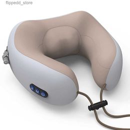 Massaging Neck Pillowws Electric Neck Massage U Shaped Pillow Rechargeable Multifunctional Portable Shoulder Cervical Travel Home Relaxation Q231123