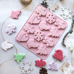 Baking Moulds Cake Mold Tree Hat Soap Mould Snowman Gingerbread Man Christmas Theme 12 Cavities Silicone