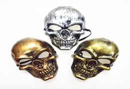 Halloween Adults Skull Mask Plastic Ghost Horror Mask Gold Silver Skull Face Masks Unisex Halloween Masquerade Party Masks Prop DB1292220