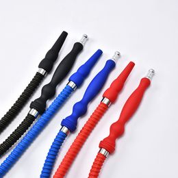 DHL delivery Free multicolor shisha hookah hose smoking accessories silicon soft handle stainless steel tips Plastic hookah Pipe