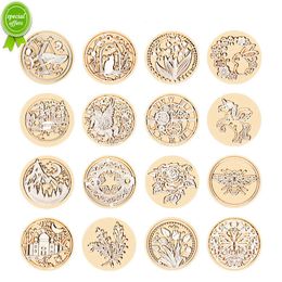 New Star sky Lotus Rose Pattern Wax Seal Stamp Retro sealing wax stamp Replace head Flowers Leaf Decorate Gift