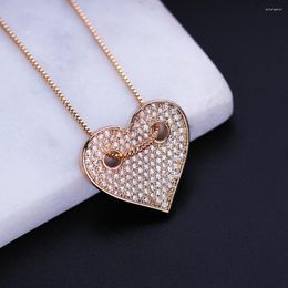 Pendant Necklaces Ranos Charm Heart Necklace Cubic Zirconia Pendants Statement Colar For Women Fashion Jewellery Wholesale NWX001362