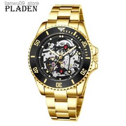 Wristwatches Luxury Brand Mechanical Watch Fashion Business Stainless Steel Skeleton Automatic Watches Men Casual Luminous Dive Man Clock NewQ231123