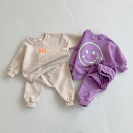 Clothing Sets 2023 Children Sweatshirt Set Cotton Long Sleeve Baby Clothes Autumn Girls Sportswear Fashion Boys Cartoon Suit