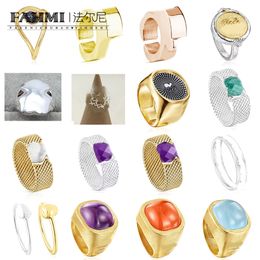 FAHMI Simple open round pearl ring open ring Anniversary, Engagement, Gift,Party,Wedding High Quality Brand 2023 New In Stock