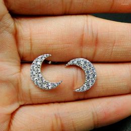 Stud Earrings Selling Beautiful 925 Sterling Silver White CZ Women's Moon Engagement Wedding Jewelry For Gift