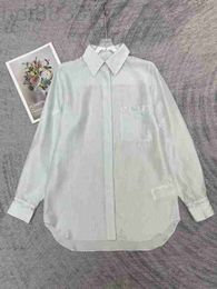 Women's Blouses & Shirts Designer Early Autumn New Commuter Style Simple Casual Slim and Age Reducing Letter Embroidered Silk Shirt 3HRG