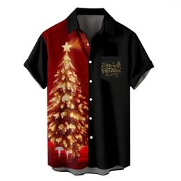 Men's T Shirts Mens Designer Fashion Printed Christmas Short Sleeve Button Down Beach Shirt Summer Cotton Tops