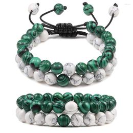 Strand Set Bracelets 8mm Natural Green Malachite Stone &Bangles For Men Couples Charm Yoga Energy Prayer Jewellery Gift