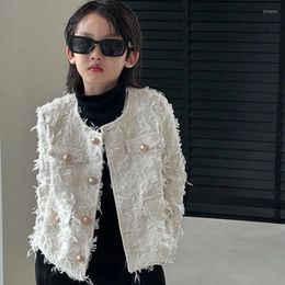 Jackets Autumn Fashion Kids Jacket Casual Boys Coats Tassel Design White Girls Princess Cardigan Tops Long Sleeve O-neck Child Outerwear