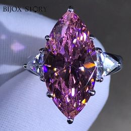 Wedding Rings 100 925 Sterling Silver Marquise Cut 8 CT 3EX VVS Pink Created Engagement Customised Ring Fine Jewellery 231123