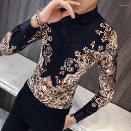 Men's Dress Shirts High Quality Formal Shirt Fashion Casual Long Sleeve Spring And Autumn Polyester M-3XL Printing Slim