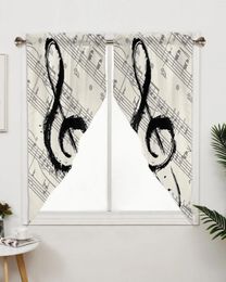 Curtain Music Notes Sheet Vintage Window Living Room Bedroom Decor Drapes Kitchen Decoration Triangular