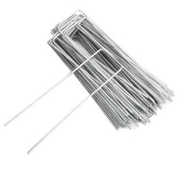 Other Garden Tools 50PCS Iron Fence Stakes Ground Staple Spikes UShaped Fixer Weed Barrier Fabric Spike Landscape Lawn Fixing Peg 230422