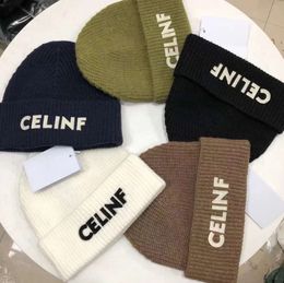 CELINF Autumn/Winter Knitted Hat Big Brand Designer Beanie/Skull Caps Stacked Hat Baotou Letter Ribbed Woolen Hat14