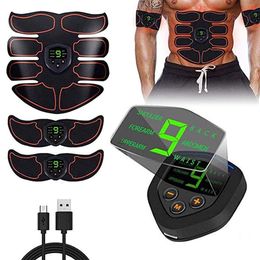 Abdominal Muscle Stimulator ABS EMS Trainer Body Toning Fitness USB Rechargeable Muscle Toner Workout Machine Men Women Training 2224J