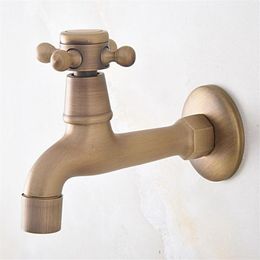 Bathroom Sink Faucets Antique Brass Single Cross Handle Wall Mount Mop Pool Faucet Garden Water Tap Laundry Taps Mav315266a