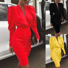 Casual Dresses Women's Formal Long Sleeve Autumn And Winter Deep V Neck Bag Hip Sexy Dress Wedding Guest For Women