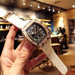 Milles Watch Luxury Mechanical Watches Richa for Mens Sky Wine Barrel Diamond Inlaid Large Dial Fully Automatic Rm011 Sport Wristwatchess