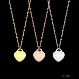 tiffanyany 6bn5 Fashion New t Letter Brand Classic Heart Shaped Designer Necklace Men Women Couple Stainless Steel Jewellery Xkod