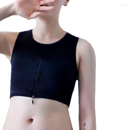 Women's Shapers Front Zipper Short Chest Binder Non Bandage Crop Top Breathable Breast Undershirt Tomboy Cosplay Lesbian Underwear