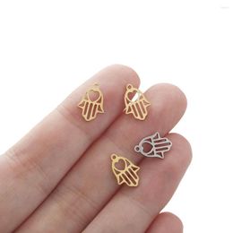 Pendant Necklaces 10pcs Stainless Steel Hamsa Hand Of Fatima Pendants Hollow Love Palm Small Charms For Necklace Earrings Jewellery Making