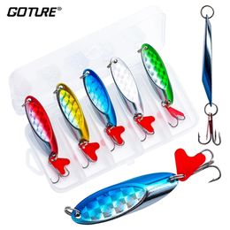 Fishing Hooks Goture 5Pcs lot Bevelled Cut Spoon 3 5g 7g 14g 21g High quality Metal Lure Universal Water Layer Arfitical Bait For Trout 231123