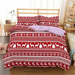 Bedding sets 2 3pc Duvet Cover Merry Christmas Red Elk Gift King Size Kids and Adults Set Single Double Queen Room Decor Microfiber 231122