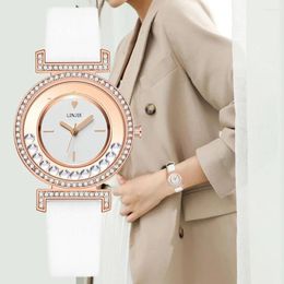 Wristwatches Diamond Ball Dial Women Quartz Watch Exquisite Minimalist Ladies Watches Design Leather Wrist Gifts