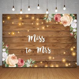 Party Decoration Brown Wood Floor Flower Wall Pography Backdrop Baby Shower Bridal Wedding Custom Name Background For Birthday Banner