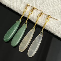 Dangle Earrings Bohemia Handmade Natural Stone Drop For Women Girls Fashion Jewellery Stainless Steel Statement Earring Wholesale