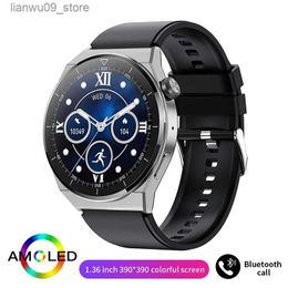 Wristwatches Smart Watch Hk46 Round Screen 1.36-Inch Supports Offline Payment Bluetooth Call Sport Heart Rate Tracker Waterproof Smart WatchQ231123