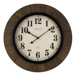 Wall Clocks Better Homes Gardens 30" Indoor Brown Round Wood Arabic Analogue Clock 231122