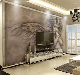 Обои 3D тис чистого ангела европейские обои роспись для гостиной телевизионная фон декор стены настраиваемые размер печатаны бумажные фрески