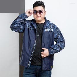 Men's Jackets Yards Large Spring Mens Thin With Hood Jacket Casual Loose Style Fashion Long Sleeve Coat Brand Male Clothing Size XL-8XL