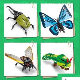 Blocks Animal Model Bee Butterfly Cricket Grasshopper Set Building Diy Children Puzzle Assemble Toys For Kid Gifts R230905 Drop Deli Dhkkn