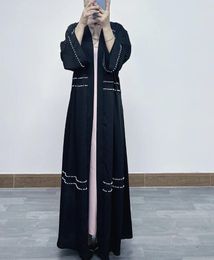 Ethnic Clothing Women Eid Muslim Black Abaya Ramadan Morocco Dubai Beading Abayas Kaftan Vestidos Arab Modest Long Robe Loose